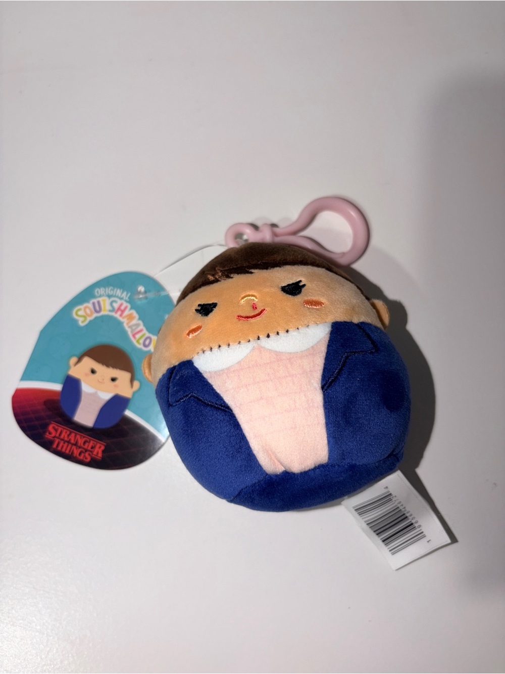 Stranger Things Squishmallows Dustin Clip Plush Keychain NWT